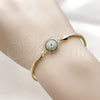 Oro Laminado Fancy Bracelet, Gold Filled Style Evil Eye and Rat Tail Design, with Sapphire Blue and White Micro Pave, Polished, Golden Finish, 03.60.0179.07 (03 MM Thickness, 7 Inches Length)