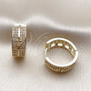 Oro Laminado Huggie Hoop, Gold Filled Style with White Cubic Zirconia, Polished, Golden Finish, 02.283.0425.20