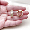 Oro Laminado Huggie Hoop, Gold Filled Style Baguette Design, with White Cubic Zirconia and White Micro Pave, Polished, Golden Finish, 02.283.0426.20