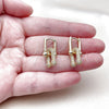 Oro Laminado Long Earring, Gold Filled Style with White Micro Pave, Polished, Golden Finish, 02.283.0427
