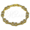 Oro Laminado Tennis Bracelet, Gold Filled Style Hugs and Kisses and Infinite Design, with White Cubic Zirconia, Polished, Golden Finish, 03.283.0593.07 (Thickness, 8 Inches Length)
