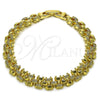 Oro Laminado Tennis Bracelet, Gold Filled Style with White Micro Pave, Polished, Golden Finish, 03.283.0594.07 (Thickness, 8 Inches Length)