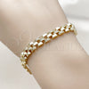 Oro Laminado Tennis Bracelet, Gold Filled Style Belt Buckle Design, with White Cubic Zirconia, Polished, Golden Finish, 03.283.0597.07 (07 MM Thickness, 8 Inches Length)