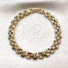 Oro Laminado Tennis Bracelet, Gold Filled Style Belt Buckle Design, with White Cubic Zirconia, Polished, Golden Finish, 03.283.0597.07 (07 MM Thickness, 8 Inches Length)