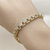 Oro Laminado Tennis Bracelet, Gold Filled Style Belt Buckle Design, with White Cubic Zirconia, Polished, Golden Finish, 03.283.0598.07 (Thickness, 8 Inches Length)