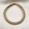 Oro Laminado Tennis Bracelet, Gold Filled Style Belt Buckle Design, with White Cubic Zirconia, Polished, Golden Finish, 03.283.0598.07 (Thickness, 8 Inches Length)