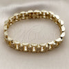 Oro Laminado Tennis Bracelet, Gold Filled Style Belt Buckle Design, with White Cubic Zirconia, Polished, Golden Finish, 03.283.0599.07 (Thickness, 8 Inches Length)