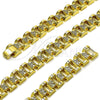 Oro Laminado Tennis Bracelet, Gold Filled Style Belt Buckle Design, with White Cubic Zirconia, Polished, Golden Finish, 03.283.0599.07 (Thickness, 8 Inches Length)
