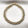 Oro Laminado Tennis Bracelet, Gold Filled Style Belt Buckle Design, with White Micro Pave, Polished, Golden Finish, 03.283.0601.07 (07 MM Thickness, 8 Inches Length)