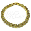 Oro Laminado Tennis Bracelet, Gold Filled Style Belt Buckle Design, with White Micro Pave, Polished, Golden Finish, 03.283.0601.07 (07 MM Thickness, 8 Inches Length)