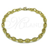 Oro Laminado Fancy Anklet, Gold Filled Style Puff Mariner Design, Polished, Golden Finish, 03.213.0262.10 (07 MM Thickness, 10 Inches Length)