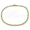 Oro Laminado Basic Anklet, Gold Filled Style Paperclip Design, Polished, Golden Finish, 04.213.0274.10 (Thickness, 10 Inches Length)