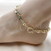 Oro Laminado Fancy Anklet, Gold Filled Style Heart Design, Polished, Golden Finish, 03.415.0026.10 (09 MM Thickness, 10 Inches Length)