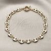 Oro Laminado Fancy Anklet, Gold Filled Style Heart Design, Polished, Golden Finish, 03.415.0026.10 (09 MM Thickness, 10 Inches Length)