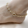 Oro Laminado Fancy Anklet, Gold Filled Style Heart Design, Polished, Golden Finish, 03.415.0027.10 (06 MM Thickness, 10 Inches Length)