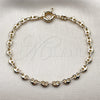 Oro Laminado Fancy Anklet, Gold Filled Style Heart Design, Polished, Golden Finish, 03.415.0027.10 (06 MM Thickness, 10 Inches Length)