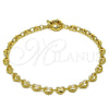 Oro Laminado Fancy Anklet, Gold Filled Style Heart Design, Polished, Golden Finish, 03.415.0027.10 (06 MM Thickness, 10 Inches Length)