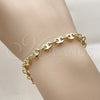 Oro Laminado Fancy Bracelet, Gold Filled Style Heart Design, Polished, Golden Finish, 03.415.0027.07 (06 MM Thickness, 8 Inches Length)