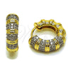 Oro Laminado Huggie Hoop, Gold Filled Style Bamboo Design, with White Micro Pave, Polished, Two Tone, 02.297.0008.20