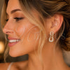 Oro Laminado Long Earring, Gold Filled Style Teardrop Design, with White Micro Pave, Polished, Golden Finish, 02.297.0009