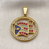 Stainless Steel Fancy Pendant, Star Design, with Multicolor Crystal, Polished, Golden Finish, 05.259.0009
