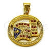 Stainless Steel Fancy Pendant, Star Design, with Multicolor Crystal, Polished, Golden Finish, 05.259.0009