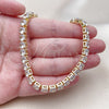 Oro Laminado Fancy Necklace, Gold Filled Style with White Cubic Zirconia, Polished, Golden Finish, 04.130.0002.12 (06 MM Thickness, 12 Inches Length)
