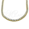Oro Laminado Fancy Necklace, Gold Filled Style with White Cubic Zirconia, Polished, Golden Finish, 04.130.0002.12 (06 MM Thickness, 12 Inches Length)