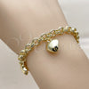 Oro Laminado Fancy Bracelet, Gold Filled Style Heart and Star Design, with White Cubic Zirconia, Polished, Golden Finish, 03.213.0445.07 (Thickness, 7 Inches Length)
