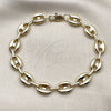 Oro Laminado Basic Bracelet, Gold Filled Style Puff Mariner Design, Polished, Golden Finish, 04.213.0345.10 (Thickness, 10 Inches Length)