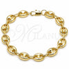 Oro Laminado Basic Bracelet, Gold Filled Style Puff Mariner Design, Polished, Golden Finish, 04.213.0345.10 (Thickness, 10 Inches Length)