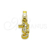 Oro Laminado Fancy Pendant, Gold Filled Style Seahorse Design, with White Micro Pave, Polished, Golden Finish, 05.459.0048