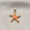 Oro Laminado Fancy Pendant, Gold Filled Style Star Design, Orange Enamel Finish, Golden Finish, 05.459.0049