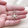 Oro Laminado Fancy Pendant, Gold Filled Style Star Design, White Enamel Finish, Golden Finish, 05.459.0049.1