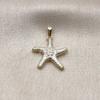 Oro Laminado Fancy Pendant, Gold Filled Style Star Design, White Enamel Finish, Golden Finish, 05.459.0049.1