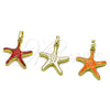 Oro Laminado Fancy Pendant, Gold Filled Style Star Design, White Enamel Finish, Golden Finish, 05.459.0049.1