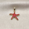 Oro Laminado Fancy Pendant, Gold Filled Style Star Design, Red Enamel Finish, Golden Finish, 05.459.0049.2
