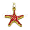 Oro Laminado Fancy Pendant, Gold Filled Style Star Design, Red Enamel Finish, Golden Finish, 05.459.0049.2