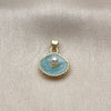 Oro Laminado Fancy Pendant, Gold Filled Style Shell Design, with Ivory Pearl, Turquoise Enamel Finish, Golden Finish, 05.459.0055