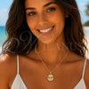 Oro Laminado Fancy Pendant, Gold Filled Style Shell Design, with Ivory Pearl and White Cubic Zirconia, Polished, Golden Finish, 05.459.0061