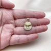 Oro Laminado Fancy Pendant, Gold Filled Style Shell Design, with Ivory Pearl and White Cubic Zirconia, Polished, Golden Finish, 05.459.0061