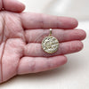 Oro Laminado Fancy Pendant, Gold Filled Style Snail Design, with White Cubic Zirconia, Polished, Golden Finish, 05.459.0065