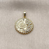 Oro Laminado Fancy Pendant, Gold Filled Style Snail Design, with White Cubic Zirconia, Polished, Golden Finish, 05.459.0065