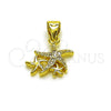 Oro Laminado Fancy Pendant, Gold Filled Style Star Design, with White Micro Pave, Polished, Golden Finish, 05.459.0070