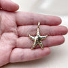 Oro Laminado Fancy Pendant, Gold Filled Style Star Design, with White Cubic Zirconia, Polished, Golden Finish, 05.459.0071