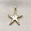 Oro Laminado Fancy Pendant, Gold Filled Style Star Design, with White Cubic Zirconia, Polished, Golden Finish, 05.459.0071
