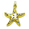 Oro Laminado Fancy Pendant, Gold Filled Style Star Design, with White Cubic Zirconia, Polished, Golden Finish, 05.459.0071
