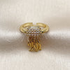 Oro Laminado Multi Stone Ring, Gold Filled Style Fish Design, with White Cubic Zirconia, Polished, Golden Finish, 01.381.0025 (One size fits all)