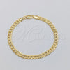 Oro Laminado Basic Bracelet, Gold Filled Style Miami Cuban Design, Polished, Golden Finish, 03.419.0031.07 (260 Gauge, 07 MM Thickness, 7 Inches Length)