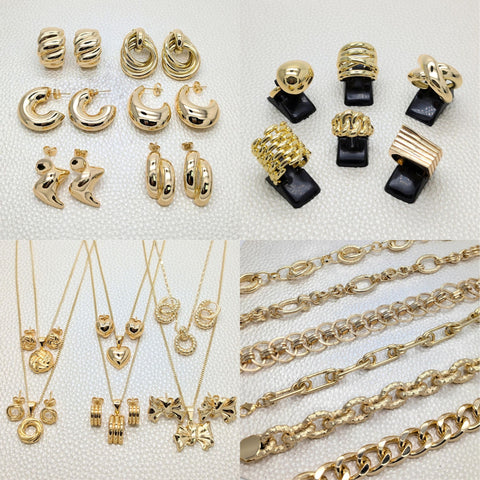 24 Chunky Items ($4.12) ea in Gold Layered Oro Laminado Wholesale Box